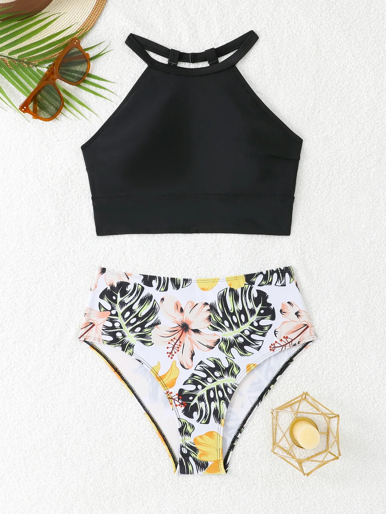 2026 High Waist Bikini Women High Neck Swimsuit Printed Swimwear Female Padded Beachwear Bathers Bathing Swimming Swim Suit
