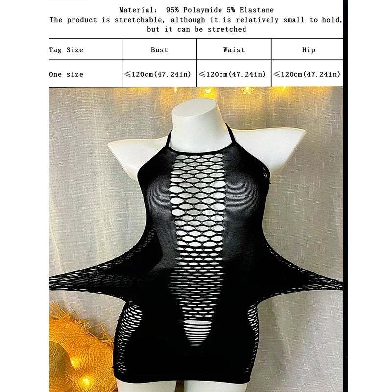 Fishnet Women Sexy Beach Cover Up Dress Women Stretch See Through Sleeveless without Bikini Swimsuit Coverup Mini Beachwea