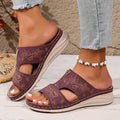 Summer Lightweight Wedges Slippers Women Metal Decor Plus Size 36-43 Beach Sandals Woman Comfortable Printed Platform Sandles