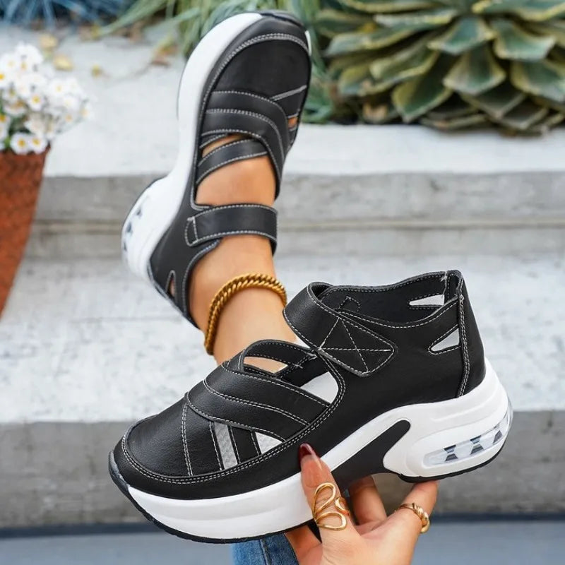 New Summer Closed Toe Women Sandals Fashion Plus Size Casual Shoes New Hollow Out Light Comfortable Platform Sandals Zapatos