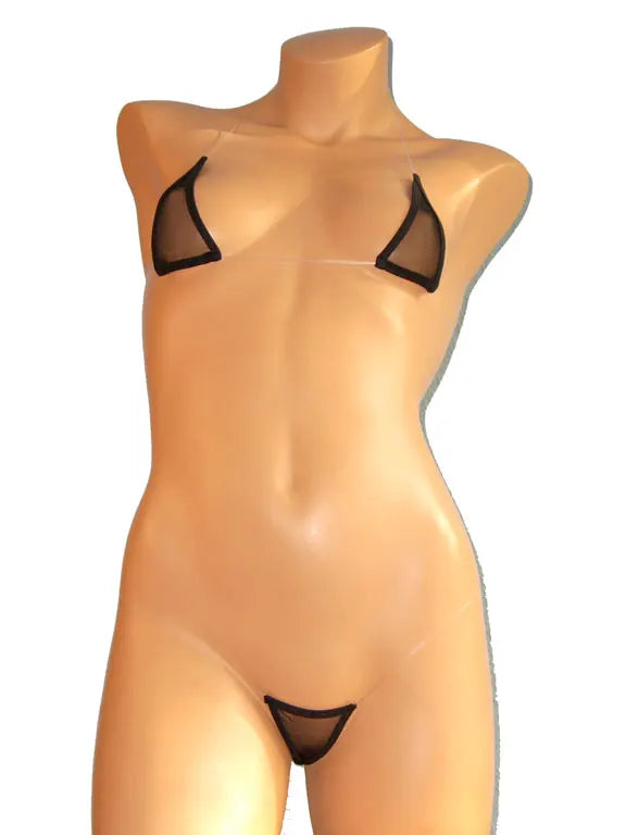 DEKA Sheer Mesh Mini Micro Bikini Set for Ladies Simple Transparent Swimsuit Strap Sensual Lingerie Beachwear Swimwear