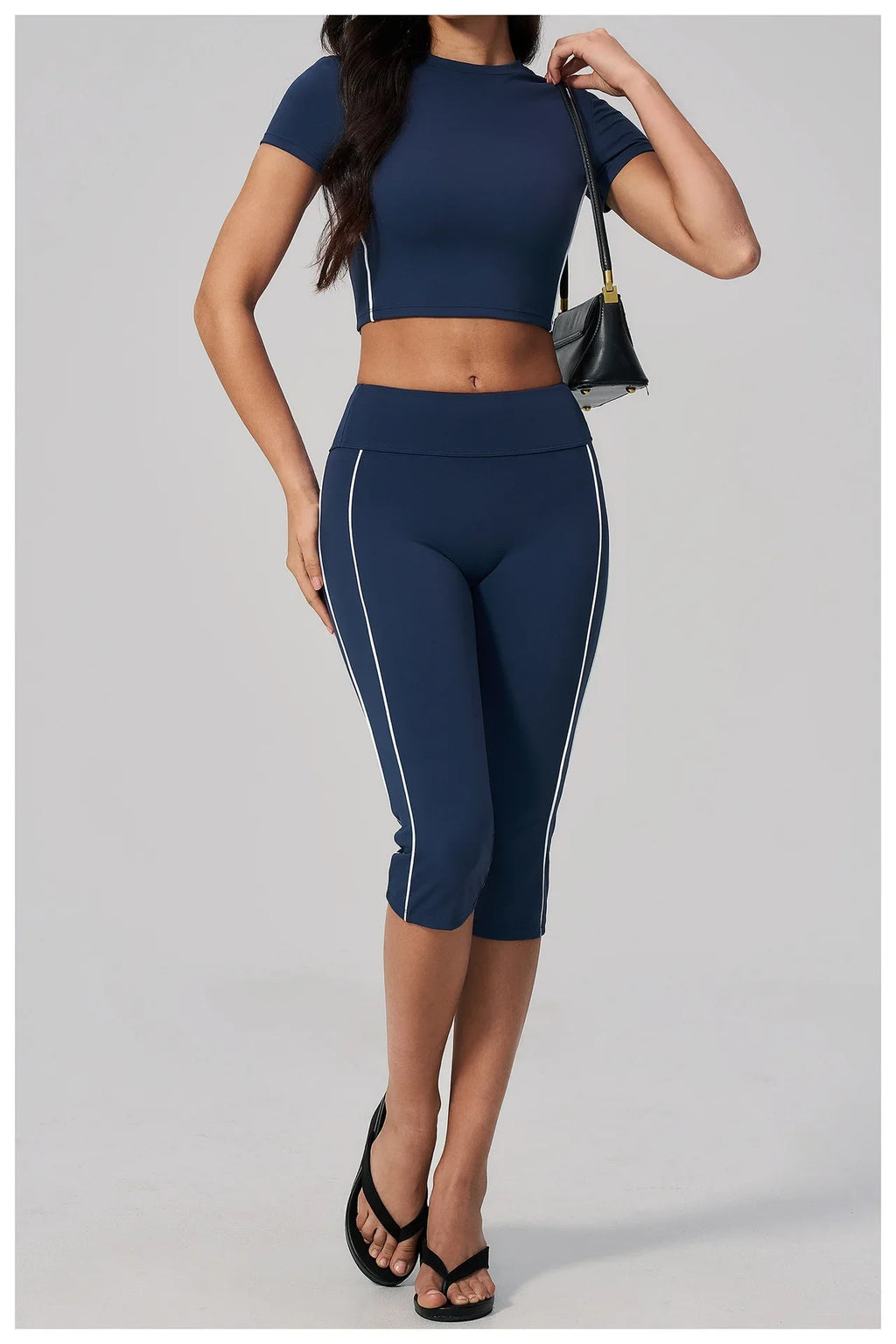 Color Blocked Yoga Suit Women Tracksuit Short Sleeve Shock-absorbing Sports T Shirts High Waist Pants Gym Running Fitness Suits