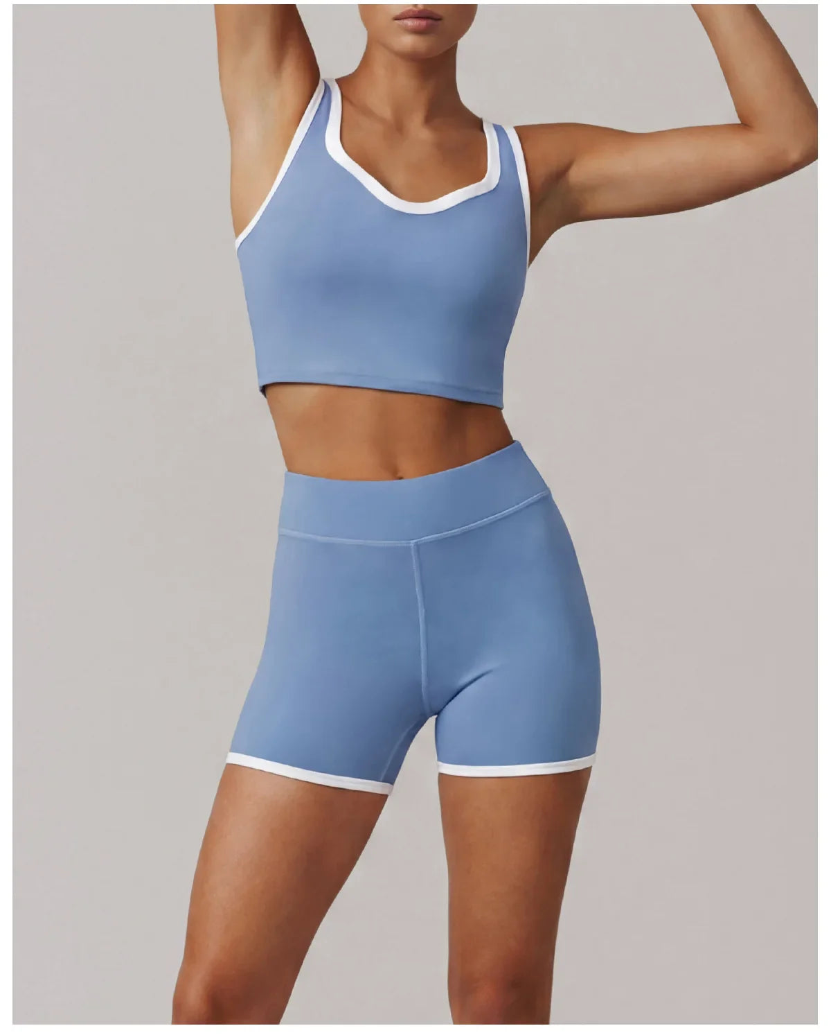 Summer Color Contrast Yoga Suit Women Shock-absorbing Sports Bra High Waist Hip Lifting Shorts Training Running Fitness Outfits