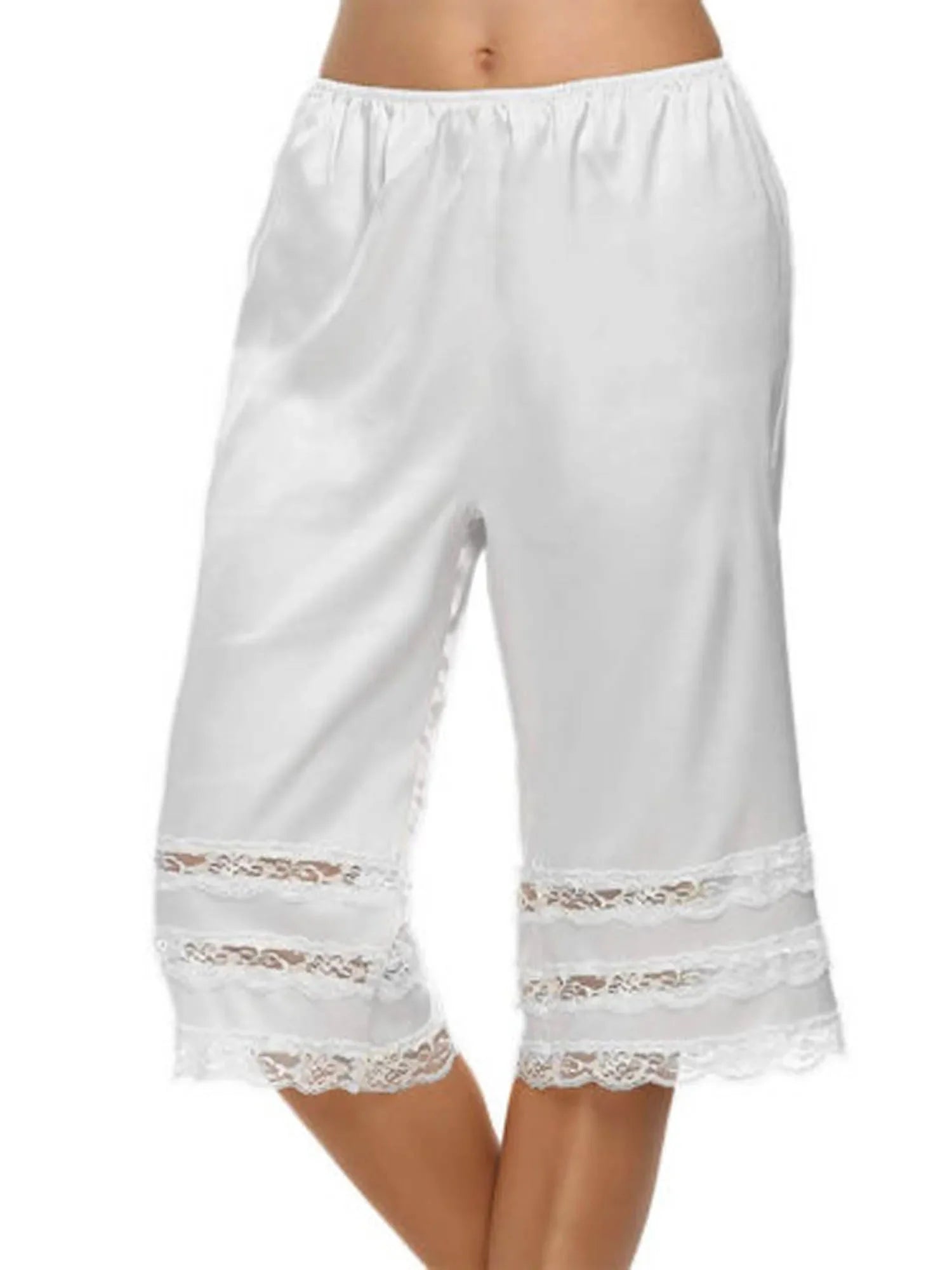 Women’s Pajama Pants Lace Trim Loose High Waist Sleepwear Bottoms Elastic Waist Band Nightwear Trousers