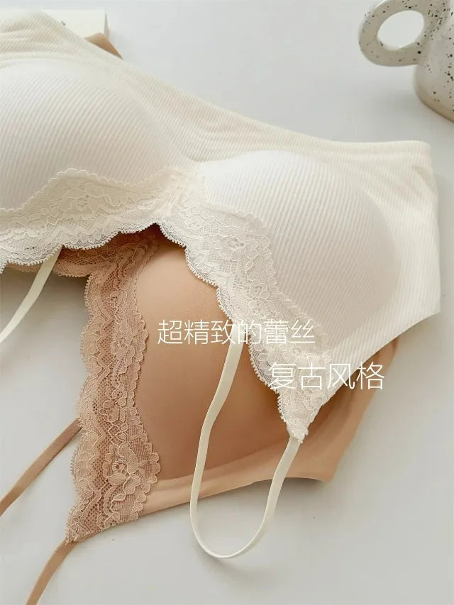 Comic Chest Bra No Underwire European Thin Straps Summer Women Lace Gathering Push Up Seamless Bras Japanese Style Natural Look