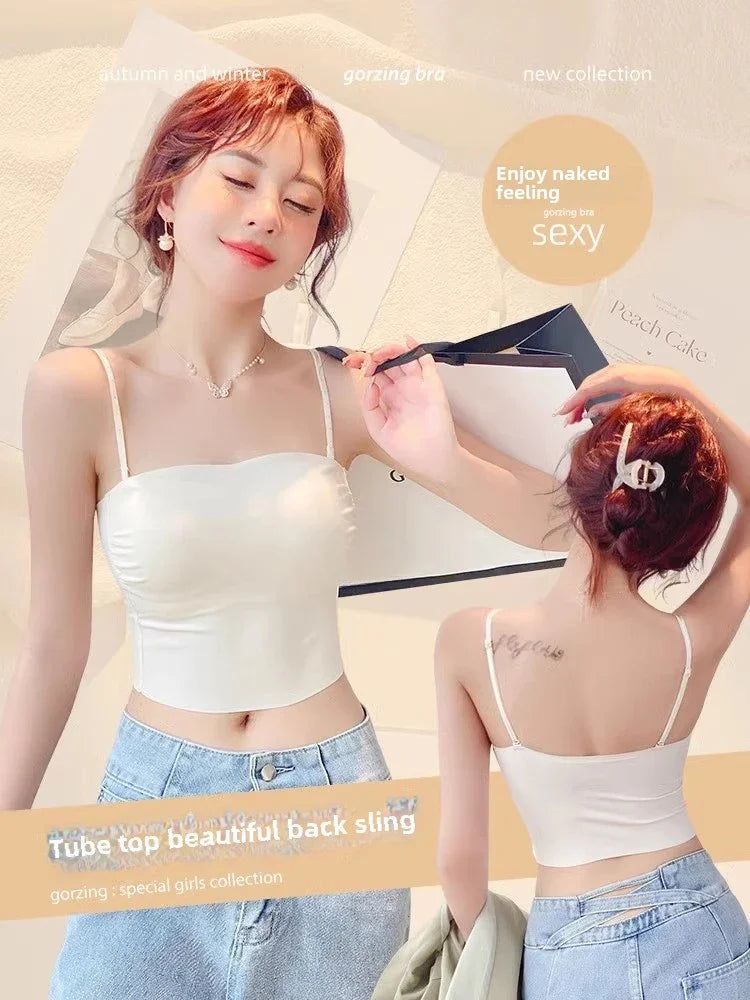 MOYISU Beautiful Back Strap Underwear Women's Big Chest Small Chest Gathering Without Trace Chest Thin Summer Vest Wear Bra