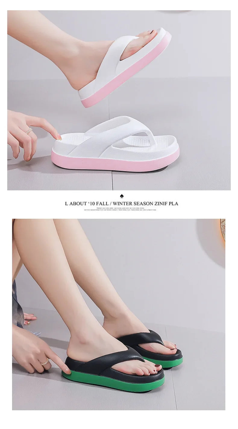 Woman Beach Flip Flops Fashion Summer Shoes 2025 Trend Girls Platform Sandals Soft EVA Non-slip Female Indoor Outdoor Slippers