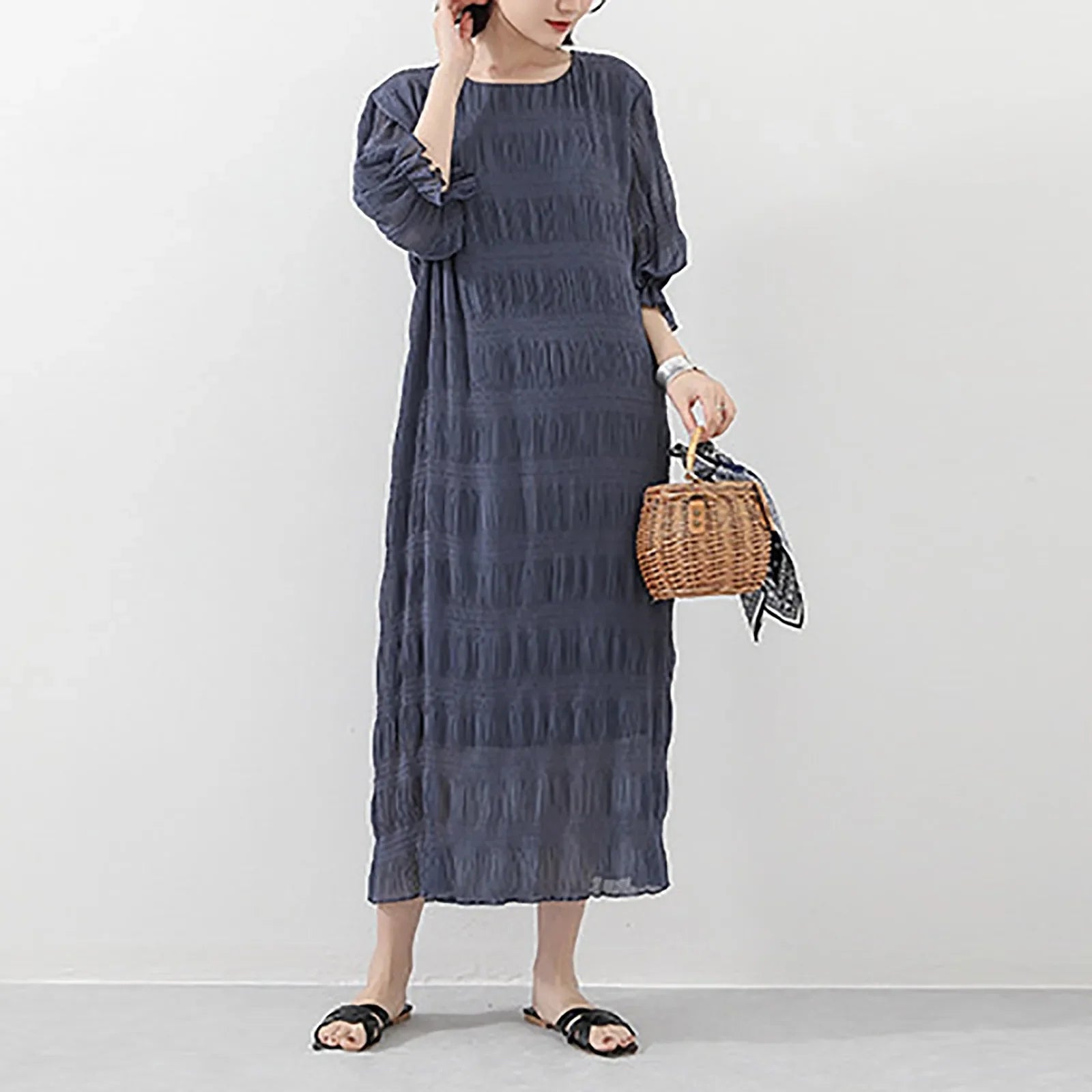 Long Dresses For Women Casual Summer Trendy Boho Style Pleated Cover Up Vestidos Daily Wear High Quality Elegant Maxi Dress