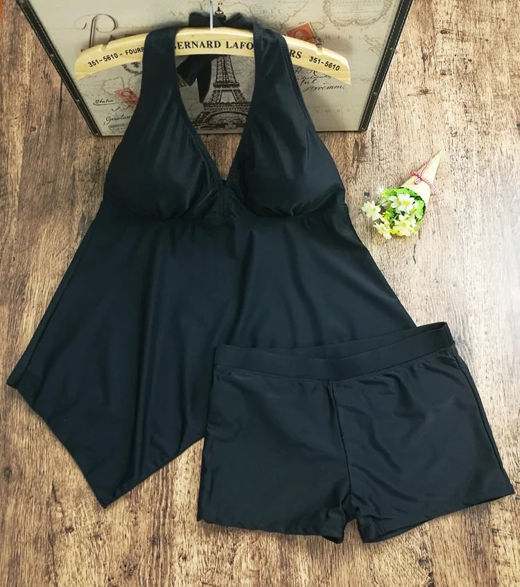 DEKA Deep V Neck Tankini Set Sports Plus Size Bikini Large Swimsuit Female Shorts Swimwear Swimming Beach Wear Bathing Suit