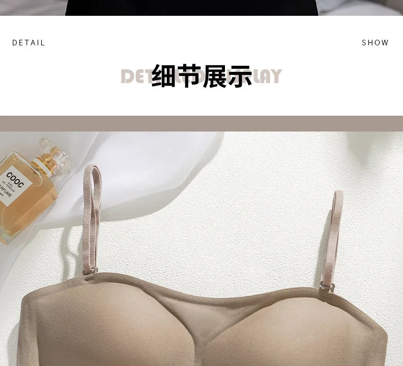 MOYISU Anti Slip Halter Bra for Small Chest, Push Up Enhancer Pads Rounded Shape, Invisible Seamless Cover No Show Lift Bralette