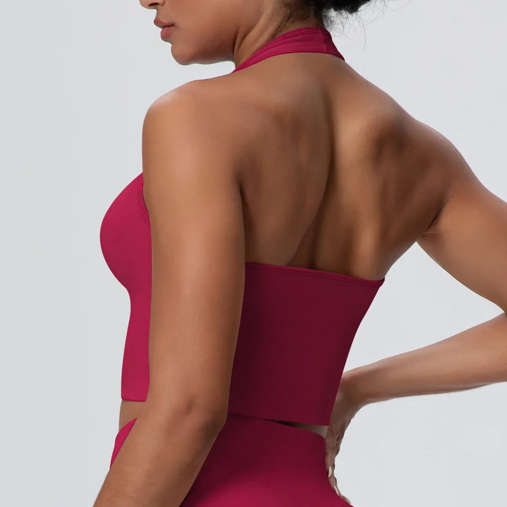 Gym Tops Women Halter Top Gym Vest Woman Sexy Backless Push Up Sport Bras Running Vest Workout Tops Activewear Yoga Fitness Vest