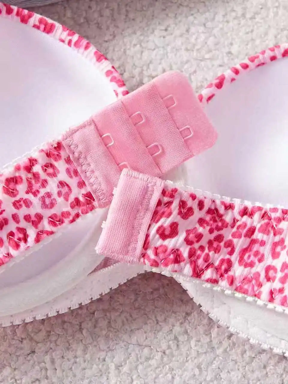 Single Piece Pink Leopard Print Bra Adorable Daily Wear Gathered Effect Feminine Underwear Comfortable Bra for Women