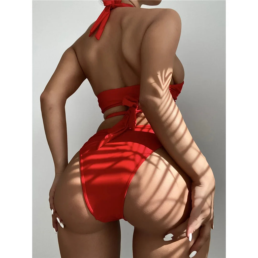New 5 Colors White Cut Out Women Swimwear Bikini Female Swimsuit Two-Pieces Bikini Set Brazilian Bather Bathing Suit Swim V3366B