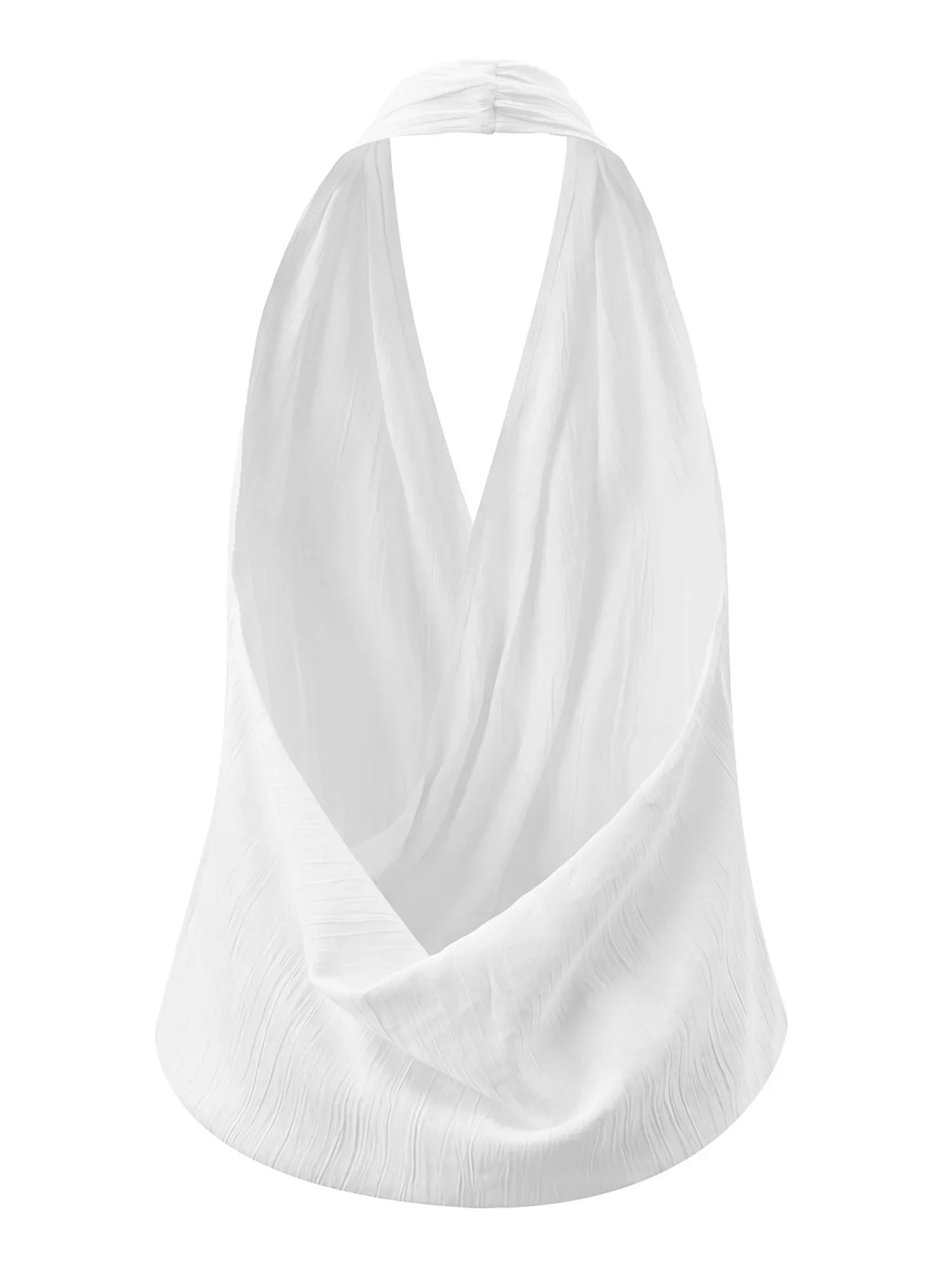 Women’s Summer Solid Color Halter Tank Tops Fashionable Loose Fit V Neck Backless Going Out Vest