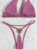DEKA New Sexy One-shoulder Bikini Female Thong Swimsuit Women Diamond Swimwear Two-pieces Bikini Set Bather Bathing Suit Swim