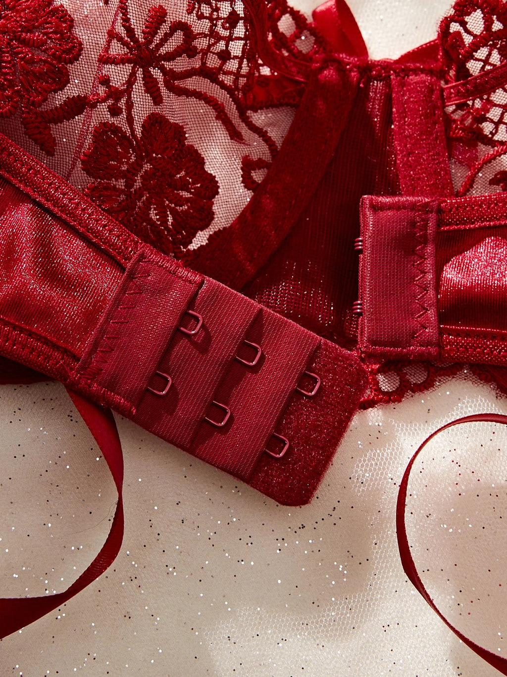 Lady Floral Embroidery Lingerie Set Women Sheer Bra and Brief Underwear Set Satin Sexy Intimates Underwear