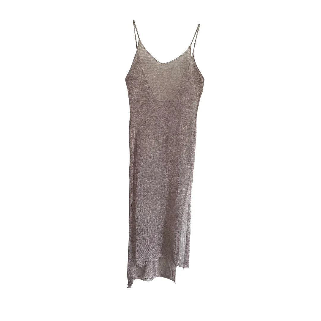 Sexy Sheer Net Mesh Knitted Glitter Tunic Beach Cover Up Cover-ups Long Beach Dress Beach Wear Beachwear Female Women Robe V651