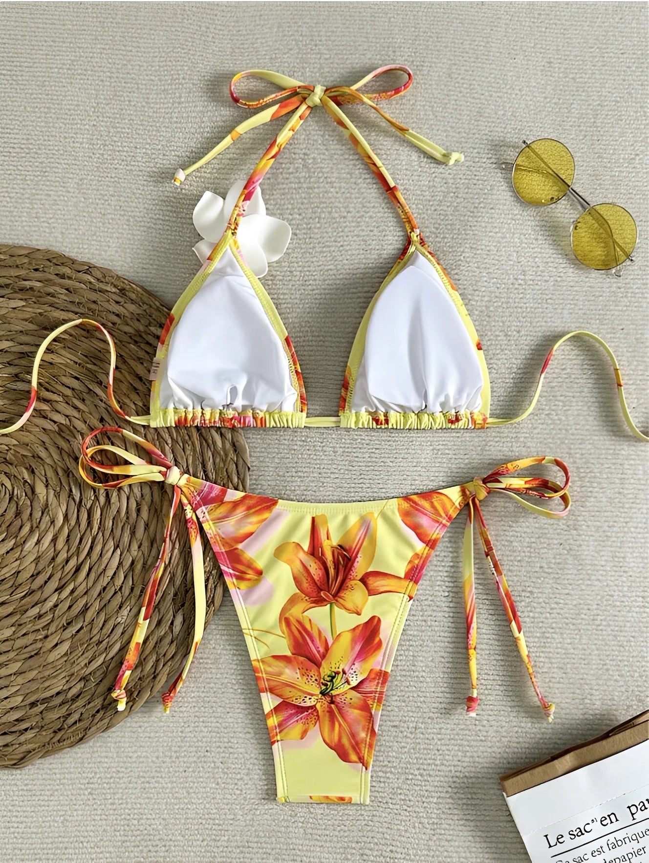 2026 Halter Triangle Bikinis Printed Swimsuit Women Sexy String Swimwear Female Bathers Swimming Bathing Swimming Swim Suit