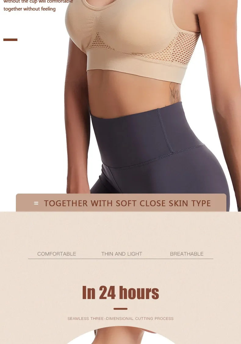 Sports Bra Women Hollow Mesh Gym Jogging Crop Top Female More Size Tops Yoga Fitness Vest Sujetador Push Up Sport Bras for Women