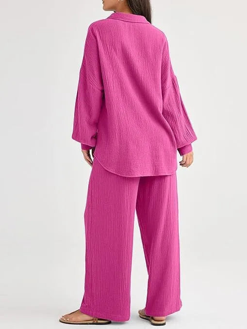 2026 Spring and Summer Casual Suit New Fashion Suit Loose Casual Top Wide Leg Pants Two-piece Set for Women
