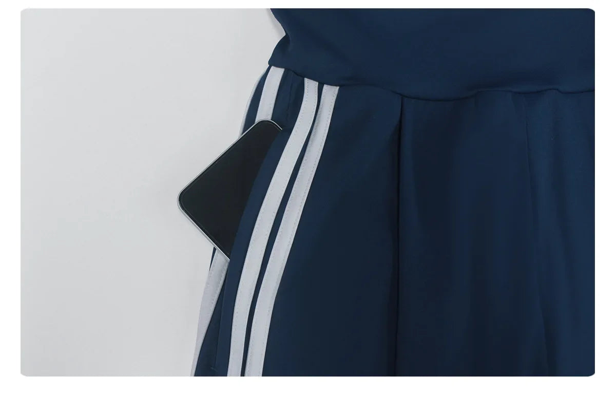 New Contrasting Striped Yoga Sets Women Hanging Neck Slim Sports Vest Gym Outfits High Waist Pocket Pants Running Fitness Suits