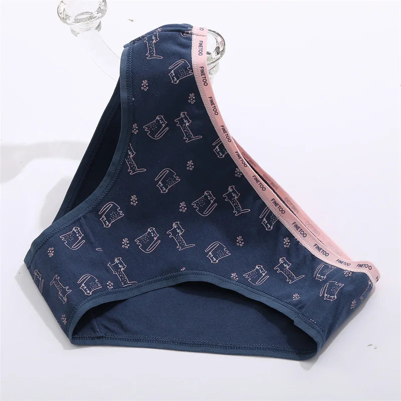 Women Printing Floral Panties 3Pcs/set Low-Rise Cotton Briefs Female Comfortable Underwear Female Soft Panties Lingerie M-2XL