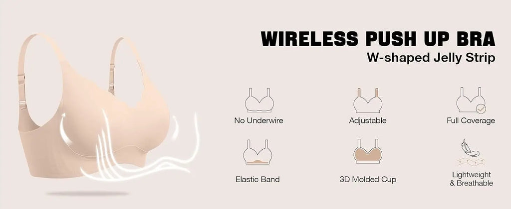Women's Wavy Smooth Bra Wire-free and Seamless Bra Supports Side Breast Prevents Sagging Comfortable and Pushes Up