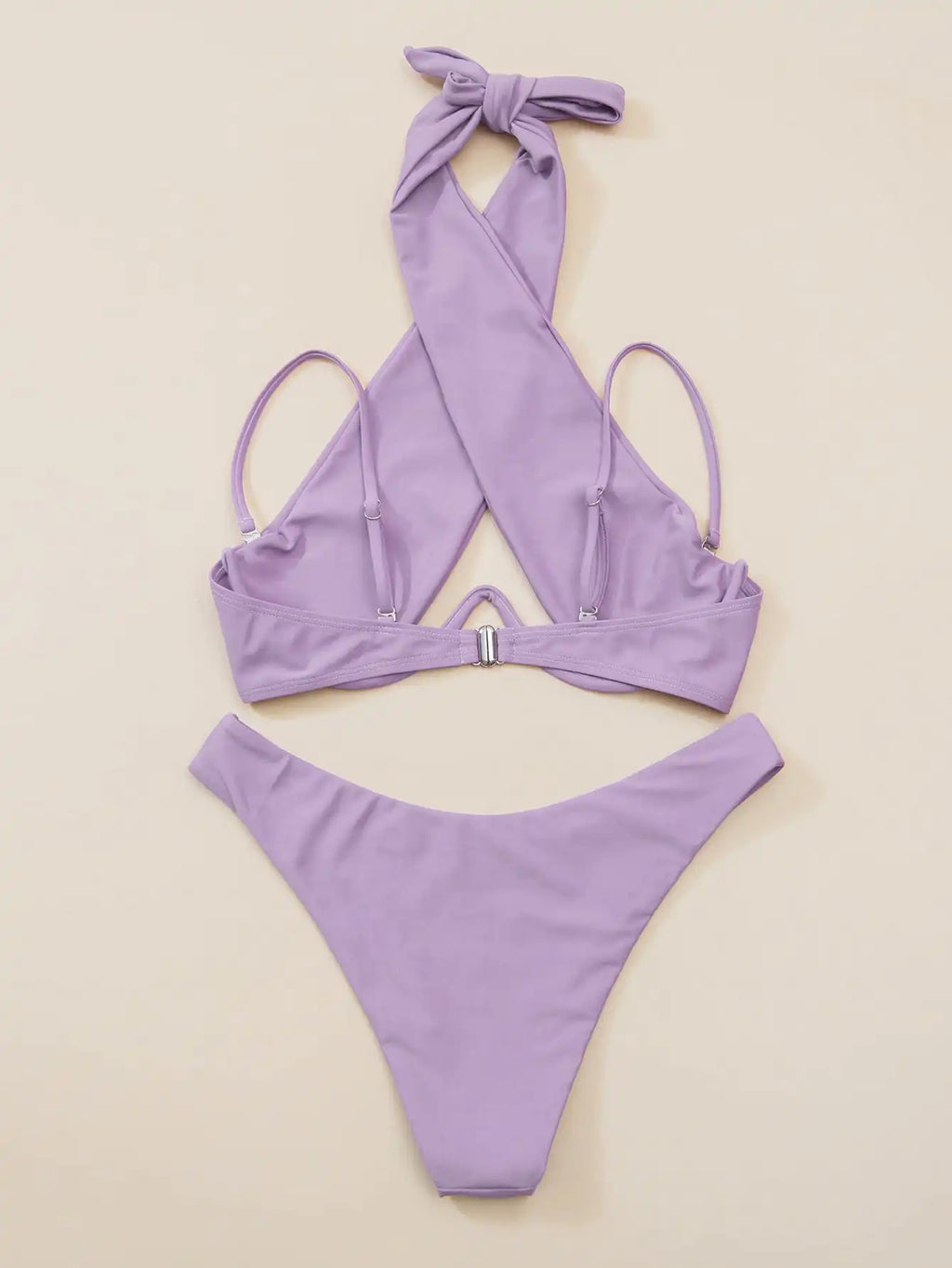 Cross Halter Underwire Bikini 2026 Women Swimsuit Solid Push Up Swimwear Female Bathers Bathing Swimming Suit Summer Beachwear