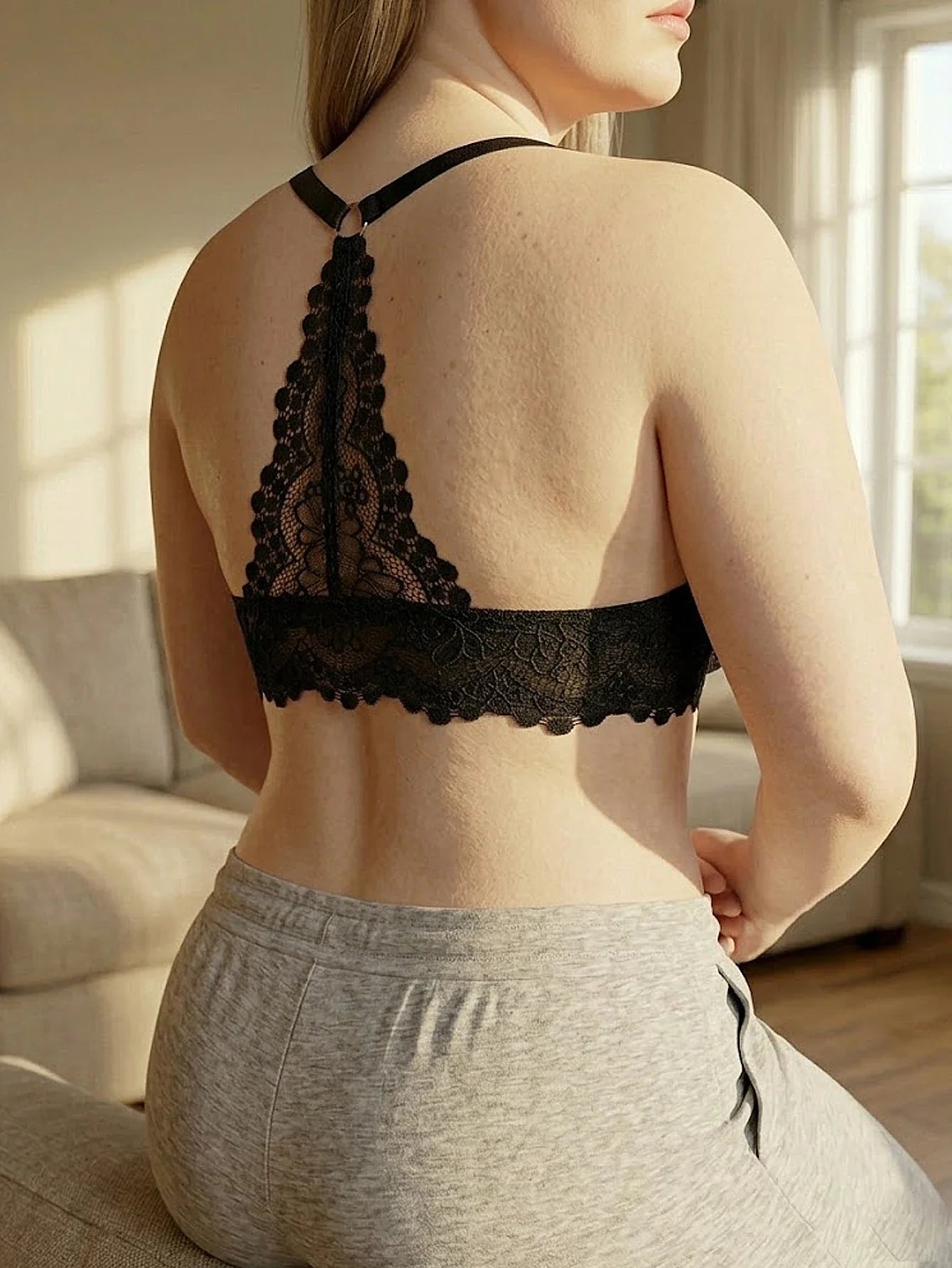 Women B C D E Cup Lace Backless Push Up Bra Underwire Side Shaping Underwear Sexy Floral Lace Bralette Adjustable Strap Lingerie
