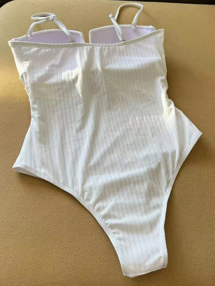 Wrinkled Bra Cup Swimsuits 2025 Female Swimwear One Piece Swimsuit Women Monokini High Cut Bathing Suit Swim Beach Wear Bodysuit