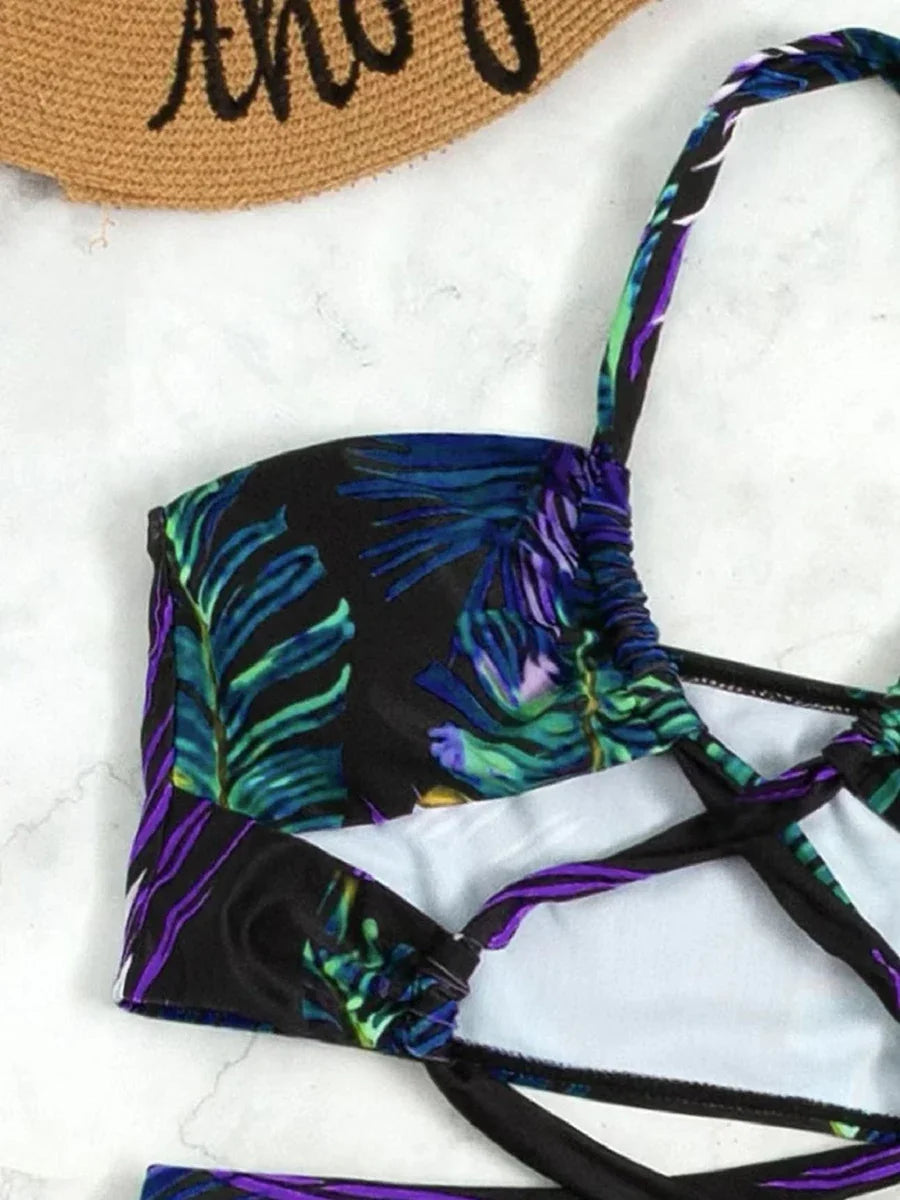 2026 Halter 3 Pieces Bikinis Bandage Swimsuit & Beach Dress Sexy Swimwear Women Bathers Swimming Bathing Suit Beachwear Summer