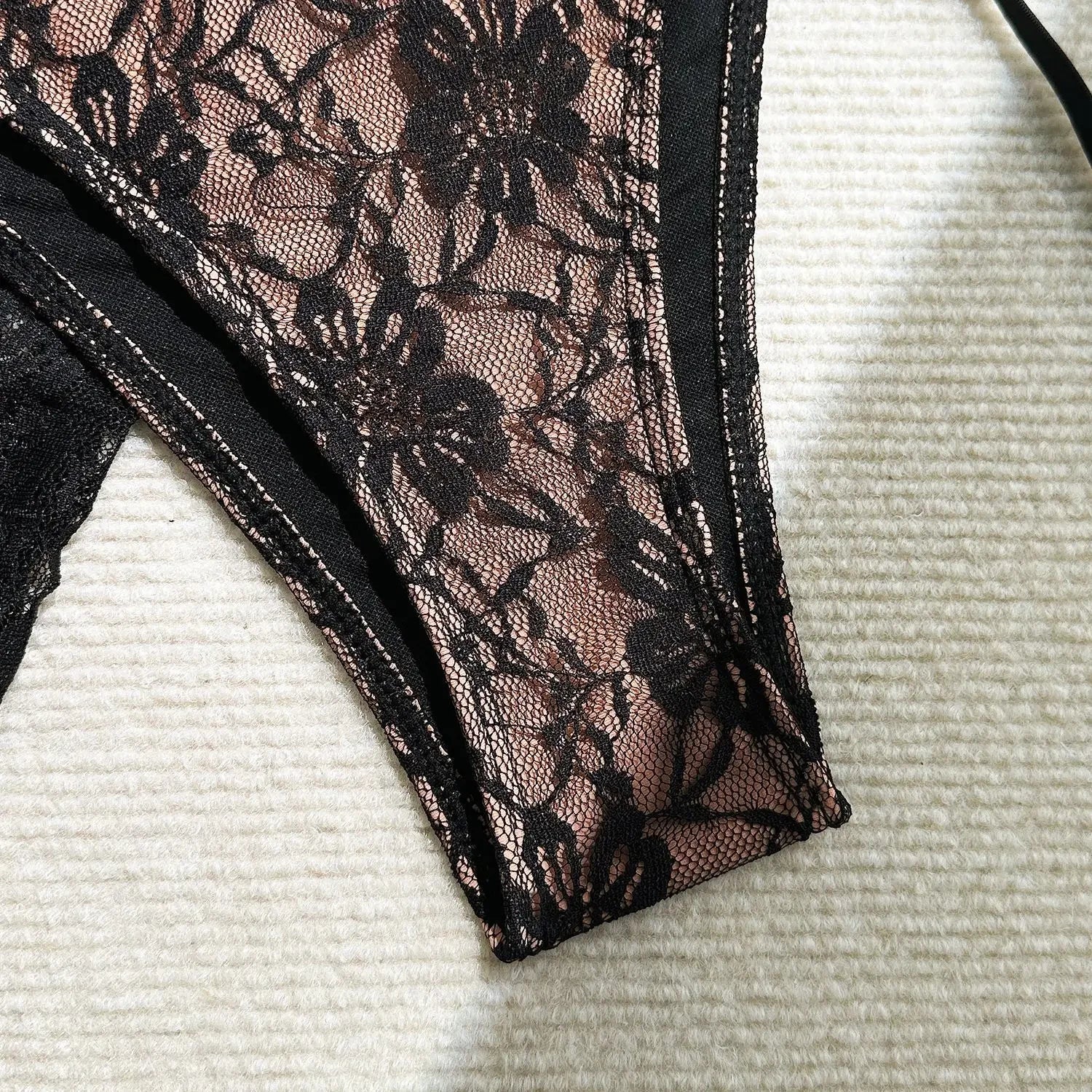 Sexy Lace Micro Mini String Halter Bikinis Sets 3pcs with Cover Skirt Black and Red 2 Color Swimwear Swimsuit Bathing Suit