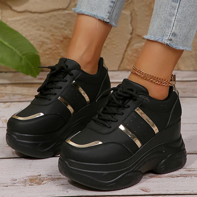 Chunky Platform Sports Sneakers Women Fashion Lace Up Thick Bottom Vulcanized Shoes Woman Plus Size 42 Non Slip Sport Shoes
