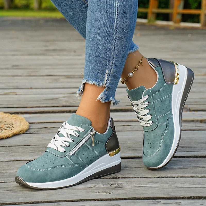 Plus Size 44 Platform Casual Sneakers for Women Lace Up Anti Slip Thick Sole Sport Shoes Woman 2026 Spring Zipper Walking Shoes