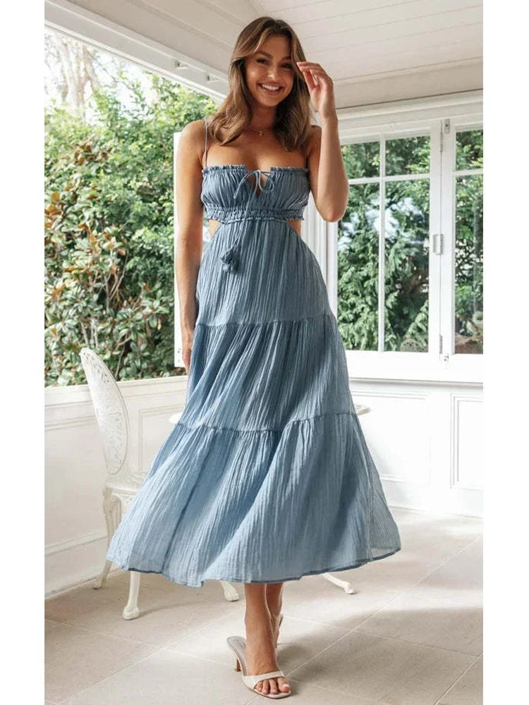 Foridol Strapless Yellow White Summer Dress for Women Elegant Holiday Beach Boho Maxi Long Sundress Backless Sexy Party Vestidos