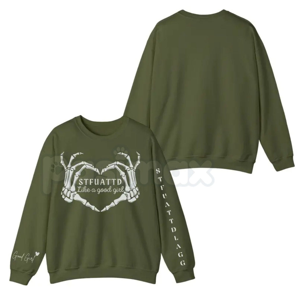 STFUATTDLAGG Gothic Sweatshirt | Dark Romance Trope Jumper | Like A Good Girl Bookish Aesthetic Crewneck | Smutty Book Club Apparel