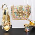 Doershow High Quality African Style Ladies Shoes And Bags Set Latest sky blue Italian Shoes And Bag Set For Party 1-1