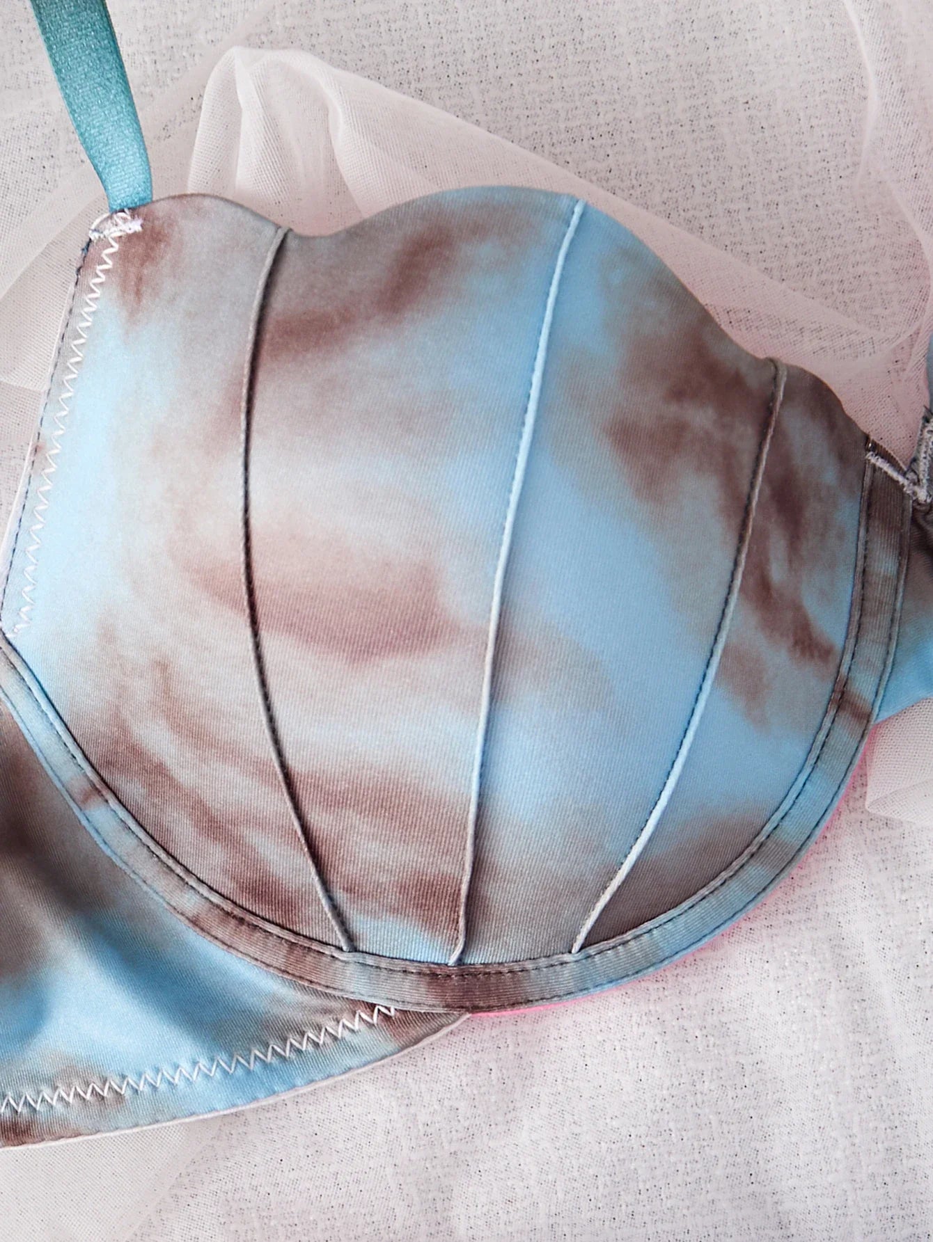 Summer Beach Bikini Colorful Ombre Shell Cup for Women's bra Sexy Push-Up Comfort Underwire Bra Women's Beach Vacation lingerie