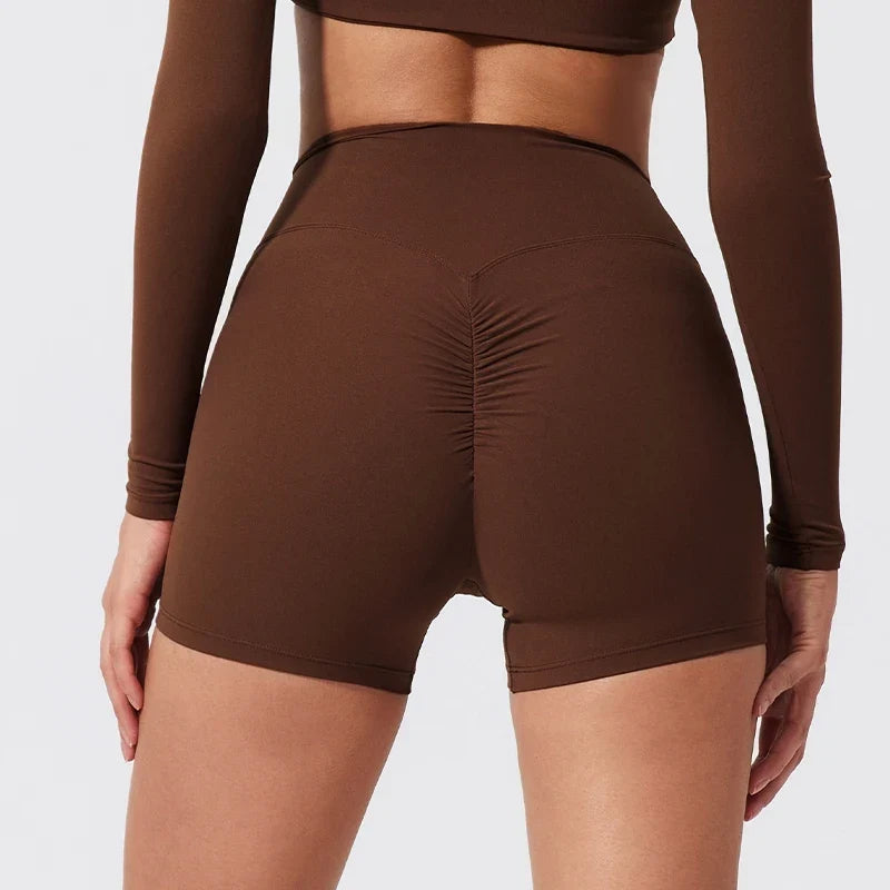 Hearuisavy Summer Elastic Scrunch Yoga Shorts Push Up Gym Leggings Cycling Workout Short Women Quick-Dry High Waist Sports Pants