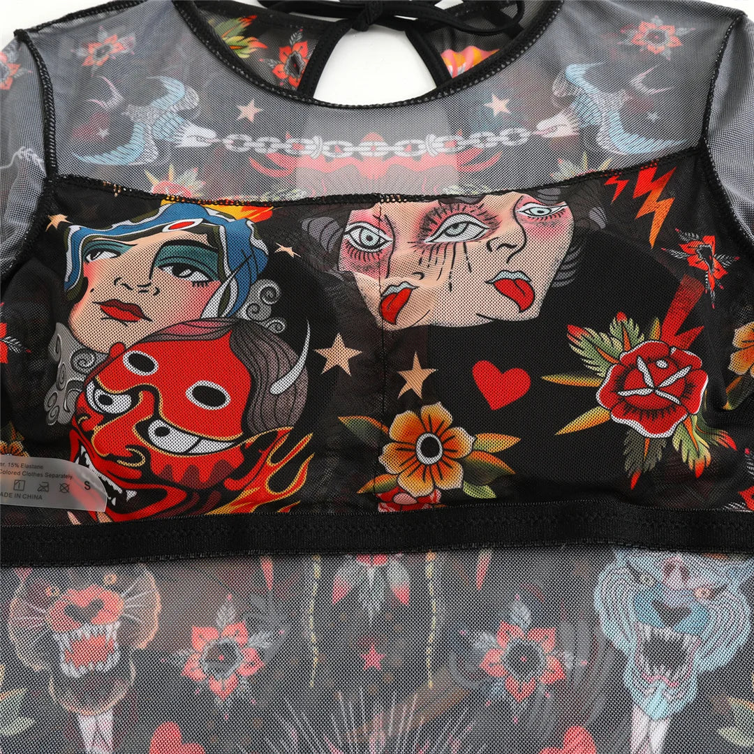 S - XXL Printed Long Sleeve With Sarong One Piece Swimsuit Women Swimwear Female Flowers Padded Bather Bathing Suit Swim K7181