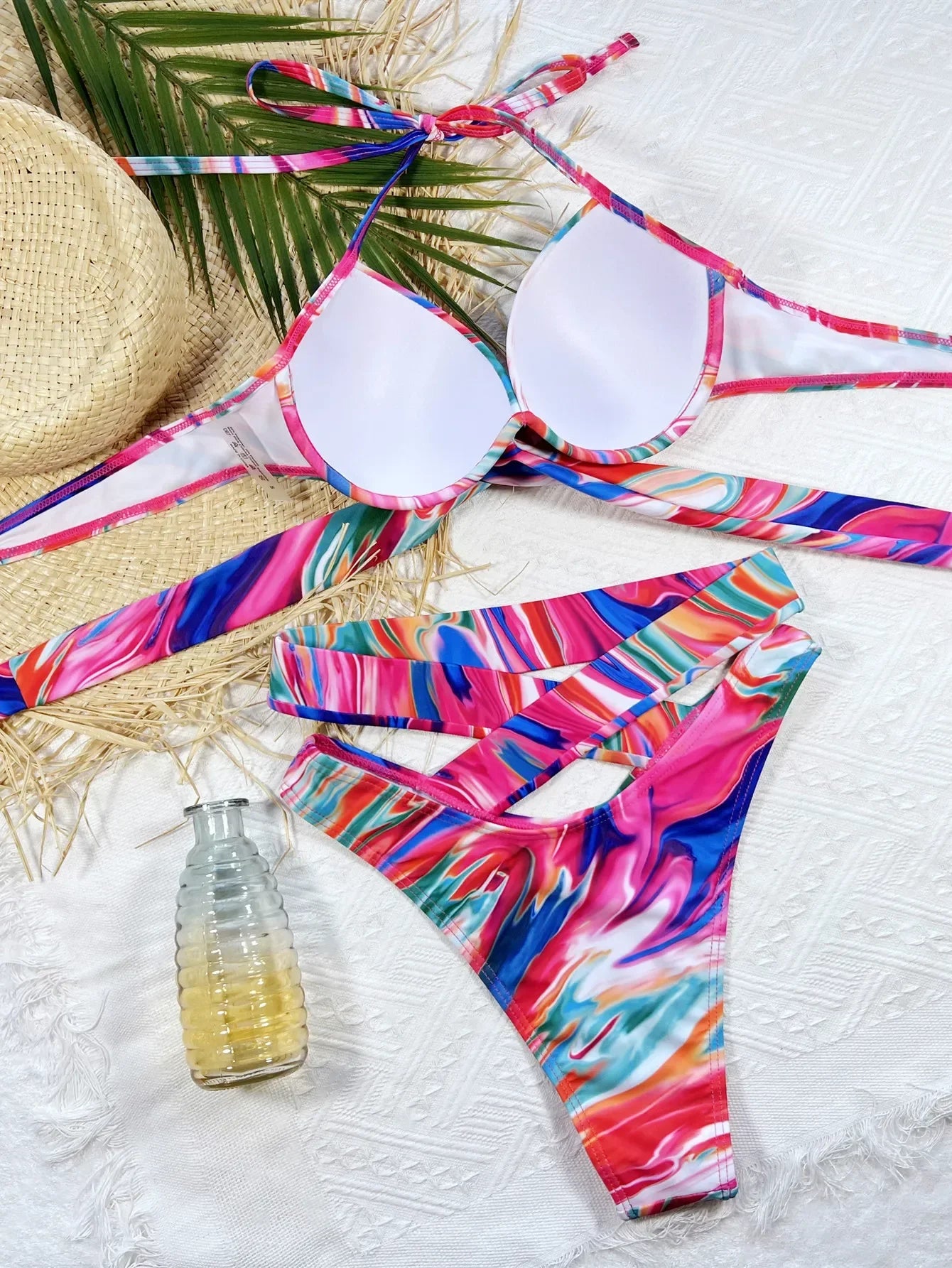 2026 Sexy Bikini Women Push Up Print High Waist Cross Straps Halter Swimwear Swimsuit Bikinis Set Bathing Suit Bikini Female New