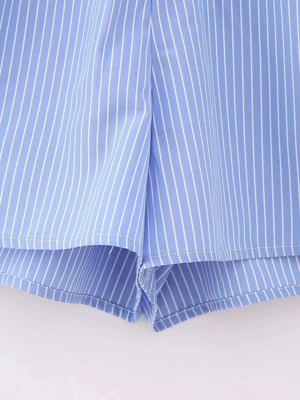 Foridol Stripes Crop Top+shirt 2 Pcs Outfits Women Casual Summer Autumn Casual Set Blue Matching Set Shorts Set Female Suit