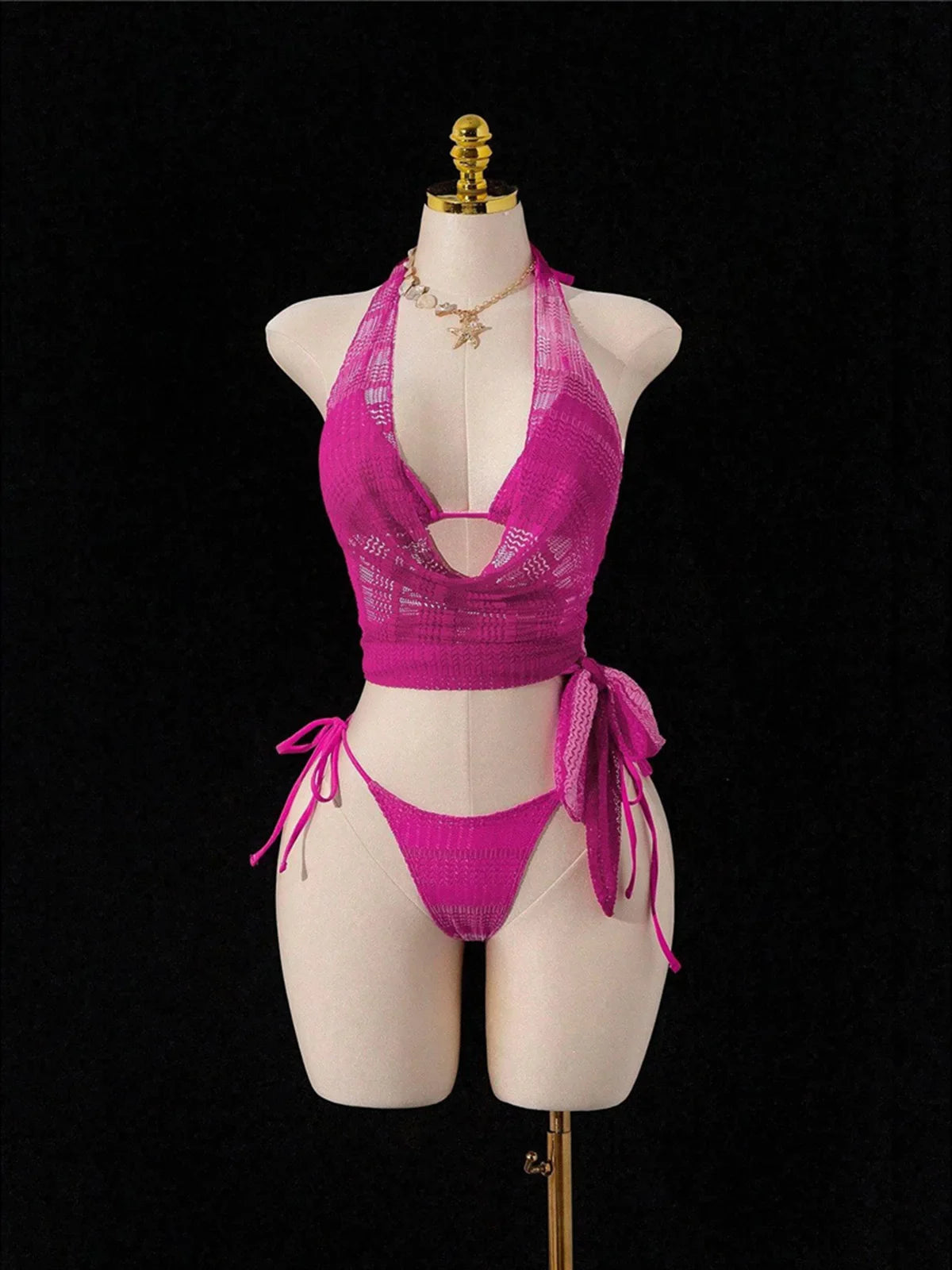 With Skirt Cover Up Halter Bikini Female Swimsuit Women Swimwear Strappy Bather Bathing Suit Swim Four-pieces Bikini set K8089