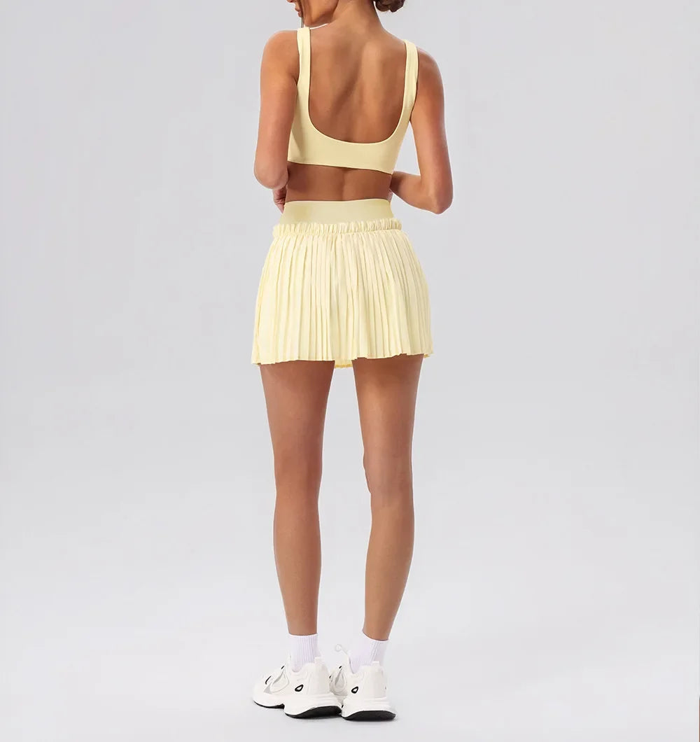 2026 Summer Tennis Short Skort Women Quick Drying High Waist and Abdominal Compression Lace Ruffles Yoga Golf Pleate Mini Skirt