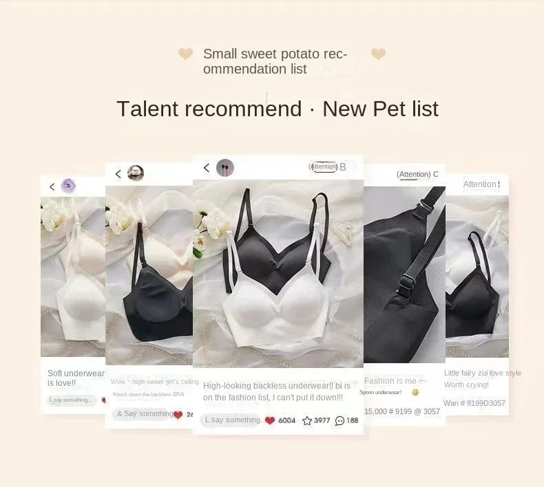MOYISU Slim Back Bras Women with Small Breasts Gathered Up To Close The Breast with A Backless Bra Cover Without Underwire