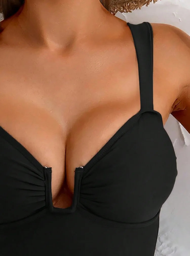 2026 Plain Ruched Swimsuit Women One Piece Solid Swimwear Female Beachwear Bathers Bathing Swimming Swim Bodysuit Summer