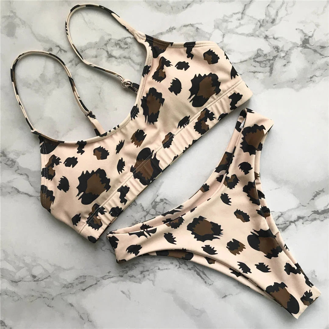 14 Color S - XL Sexy Leopard Bikini Women Swimwear Female Swimsuit Two-Pieces Bikini Set Brazilian Bather Bathing Suit Swim V871