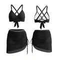 Women's 2 Piece Bikini Set for Pool Beach Spaghetti Strap Bra and Elastic Waist Mesh Skort Cover-ups Bathing Suit