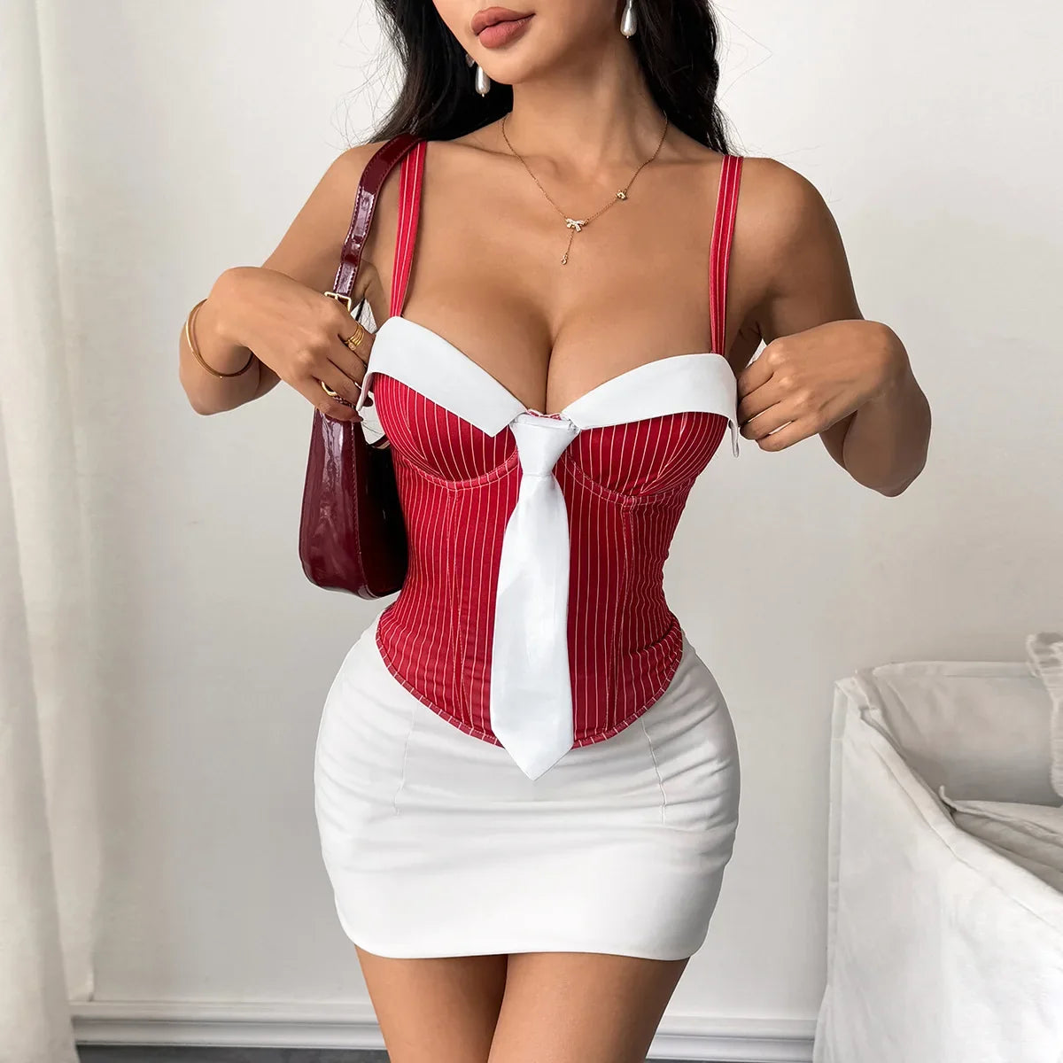 Phantasy Sexy Strap Red Corset Vest Women Fashion Black Backless Crop Top Lady Night Club Dress up 2026 Summer Women Clothes