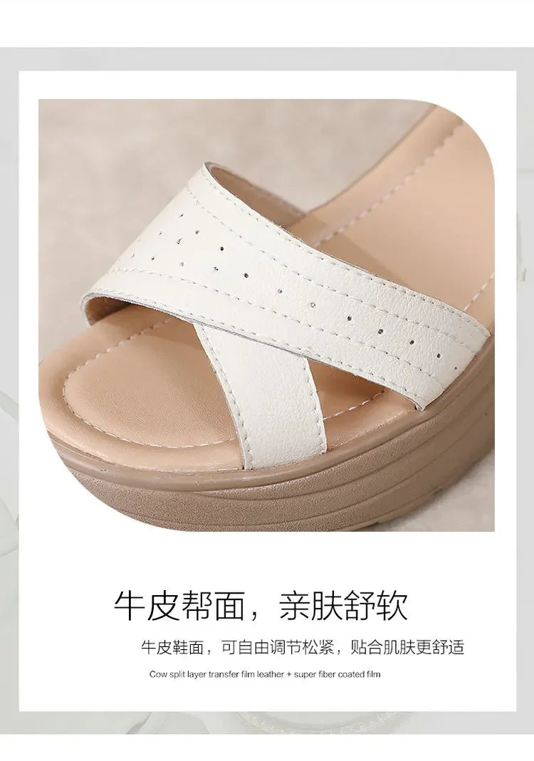 Women Comfortable Sandals Wedges Platform Ankle Strap Casual Orthotic Walking Sandals Orthopedic Arch Support 5cm heel